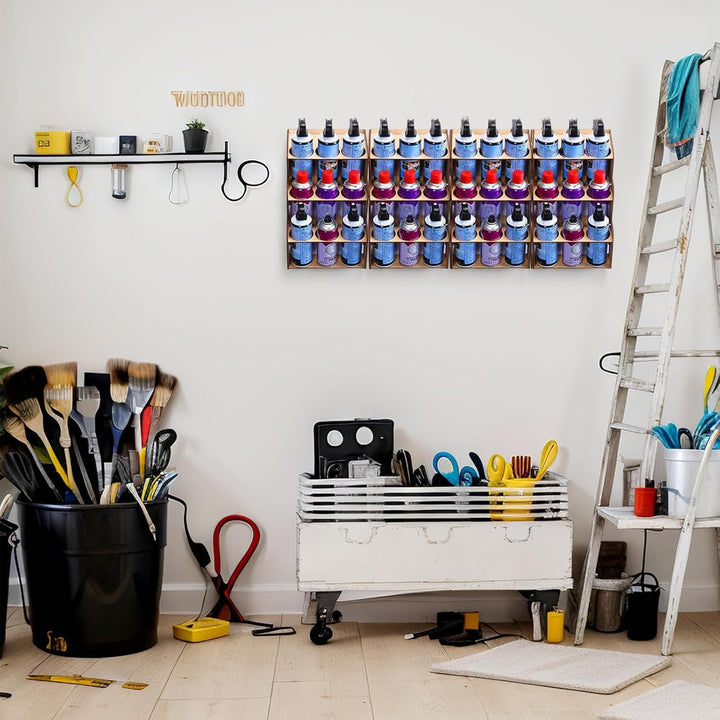 Wandmontierbarer Sprühdosen Halter,Holz Organizer Für Aerosol Spraydosen Aufbewahrung - 3-Etagen Hal
