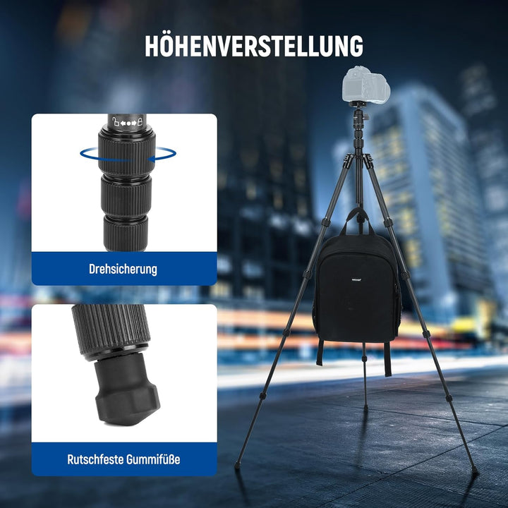 NEEWER Carbonfaser Kamerastativ Einbeinstativ, 65" leichtes kompaktes tragbares DSLR Video 360°Reise