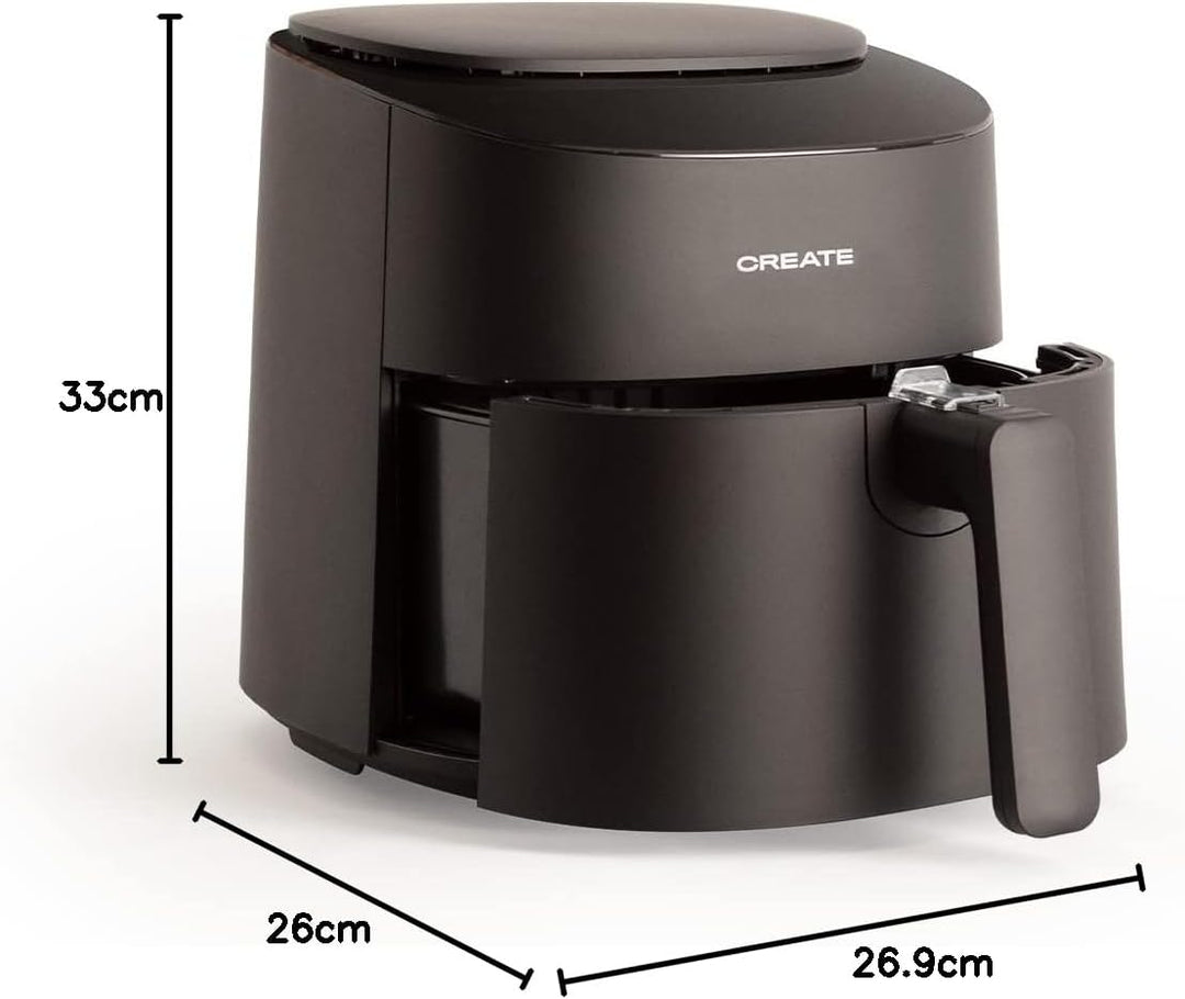 CREATE/FRYER AIR PRO COMPACT/Heissluftfritteuse 3.5L Schwarz / 8 Programme, Display, praktisch, leic