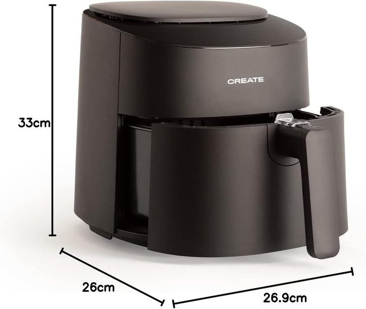 CREATE/FRYER AIR PRO COMPACT/Heissluftfritteuse 3.5L Schwarz / 8 Programme, Display, praktisch, leic