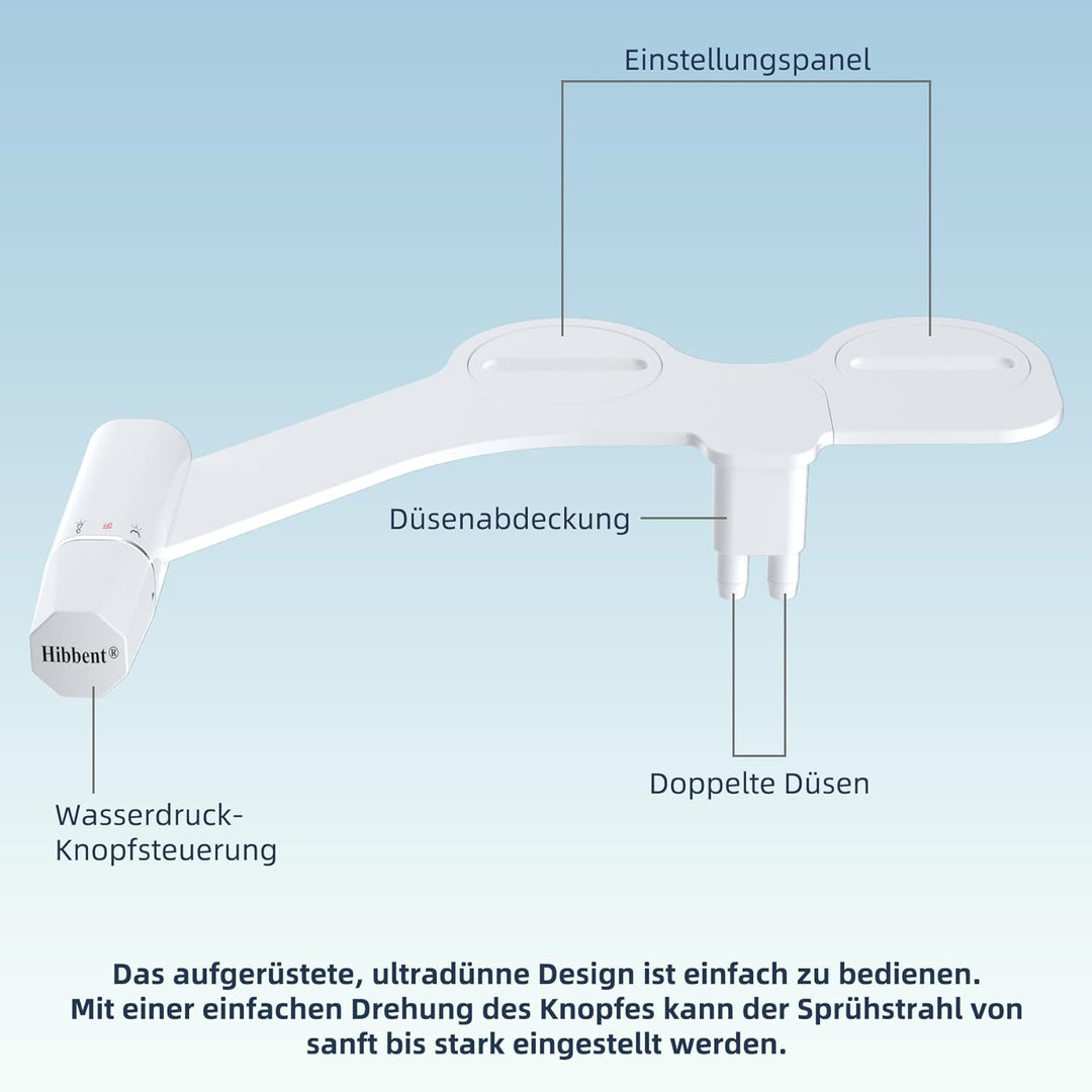 Hibbent Bidet Aufsatz mit Süsswasser – Slim Nicht Elektrisch Bidet Einsatz Für Toilette mit,Doppel D