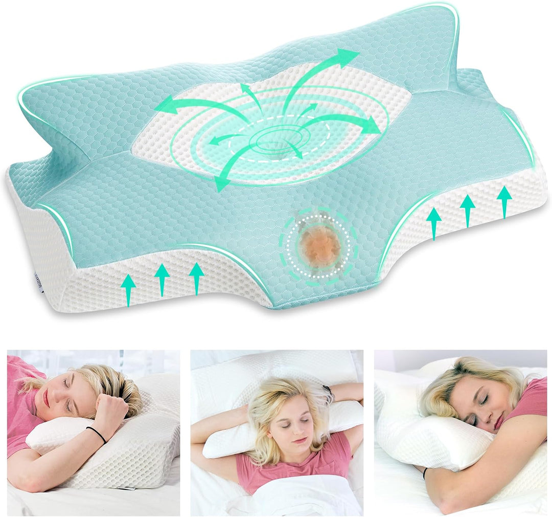 Elviros Orthopädisches Kissen aus Memory Foam, Seitenschläferkissen Nackenstützkissen, Kopfkissen Na