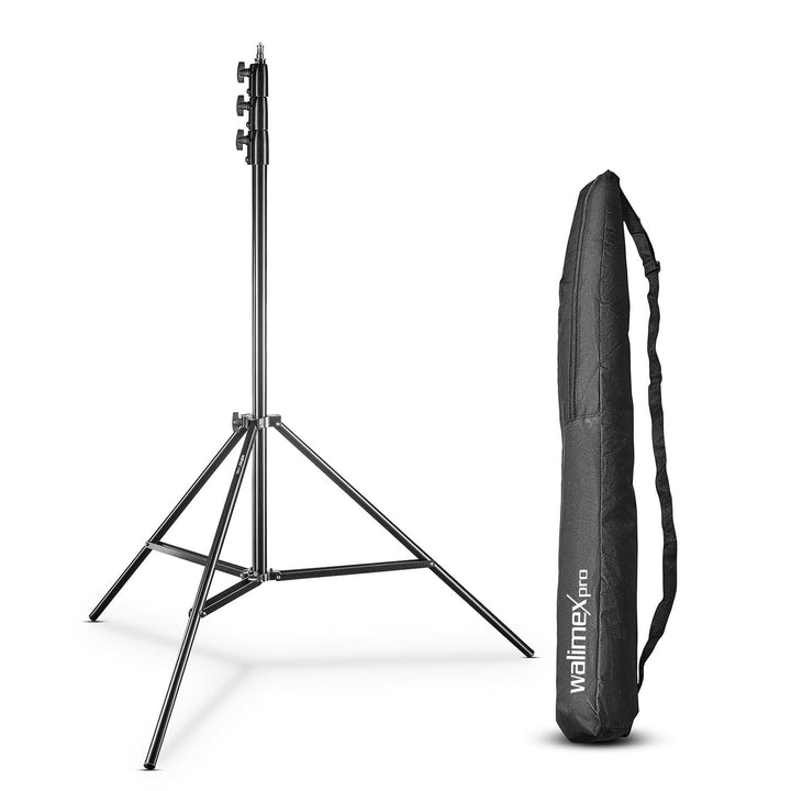 Walimex pro AIR 355 Lampenstativ - Lichtstativ mit Luftfederung, Höhe max 355 cm, 8 kg Traglast, seh