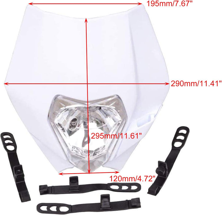 GOOFIT Weiss 12V 35W Scheinwerfer Frontscheinwerfer Lichtmaske mit Front Verkleidung Ersatz für Moto