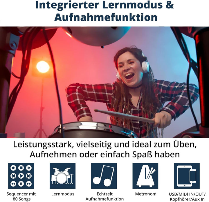 XDrum DD-530 E-Drum Set mit Mesh Heads - Elektronisches Schlagzeug mit 4 Becken Pads 5 Mesh Head Pad