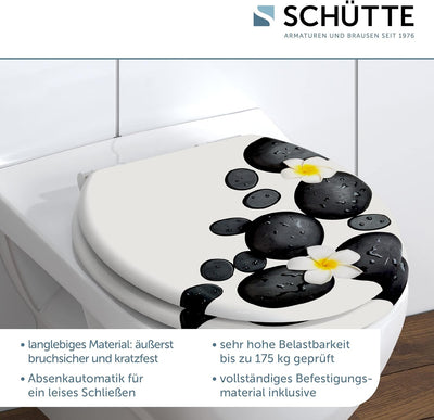 SCHÜTTE WC-Sitz STONE mit Absenkautomatik aus Holz | Toilettensitz mit Klodeckel | Holzkern Toilette