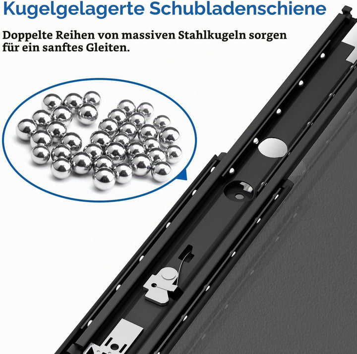 VADANIA Schwerlast Schubladenauszug mit Schloss 900mm, 180kg Tragfähigkeit Vollauszug Seitenmontage