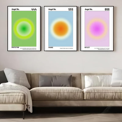 LXTOPN Engel Nummer Poster - Bunte Gradient Aura Poster,Wandkunst, positive Energiemalerei für Zimme
