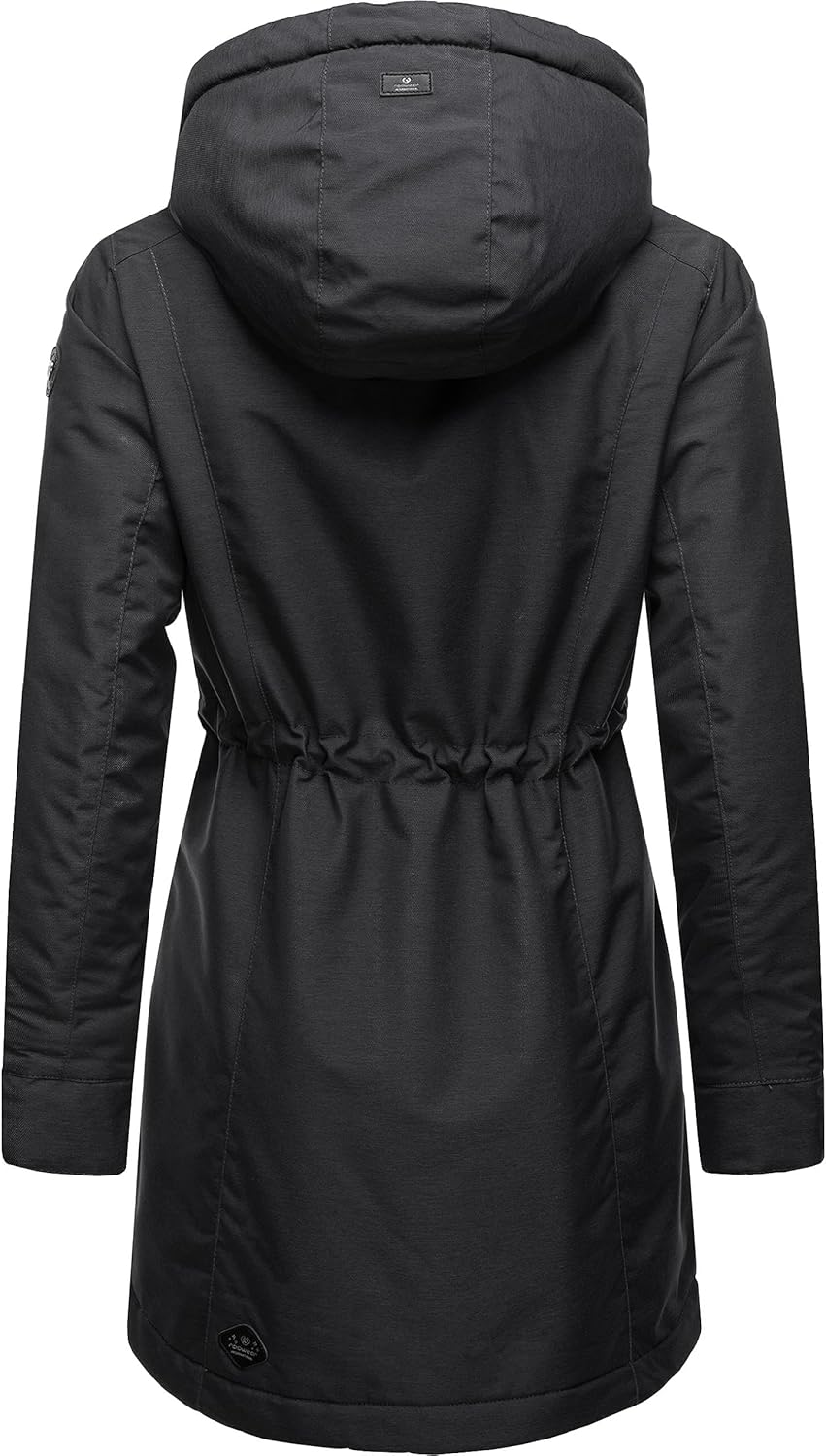 Ragwear Damen Wintermantel Warmer Parka lang wasserdicht mit Abnehmbarer Kapuze Dakkota XS-6XL S Dar