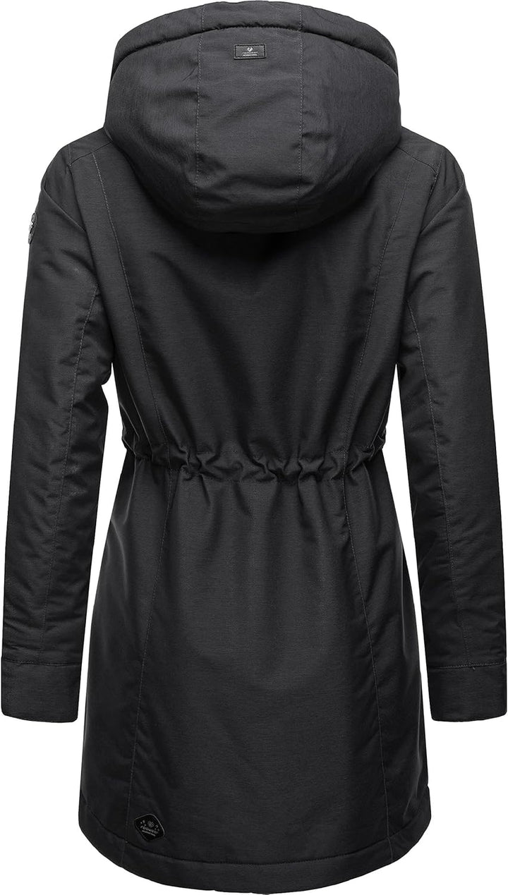 Ragwear Damen Wintermantel Warmer Parka lang wasserdicht mit Abnehmbarer Kapuze Dakkota XS-6XL S Dar