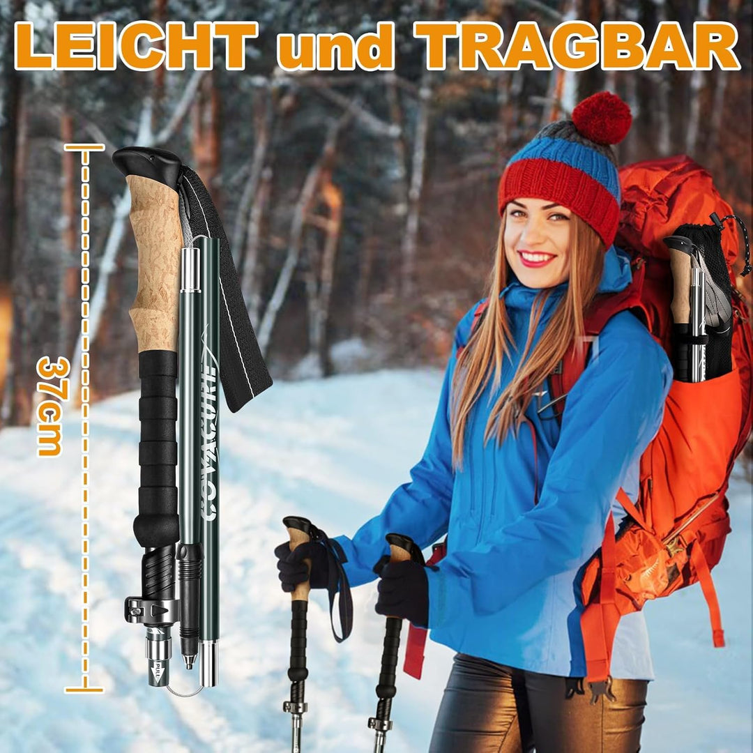 COVACURE Wanderstöcke Walking Stöcke Nordic Walking Stöcke - 110-130 cm Faltbar, Verstellbar, Telesk