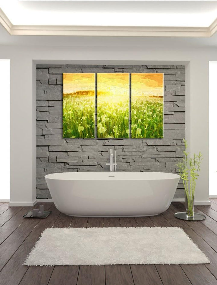 Pixxprint Pusteblumen Sonnenuntergang als Leinwandbild/Grösse: 3 Teilig (120x80 cm) cm/Wandbild/Kuns