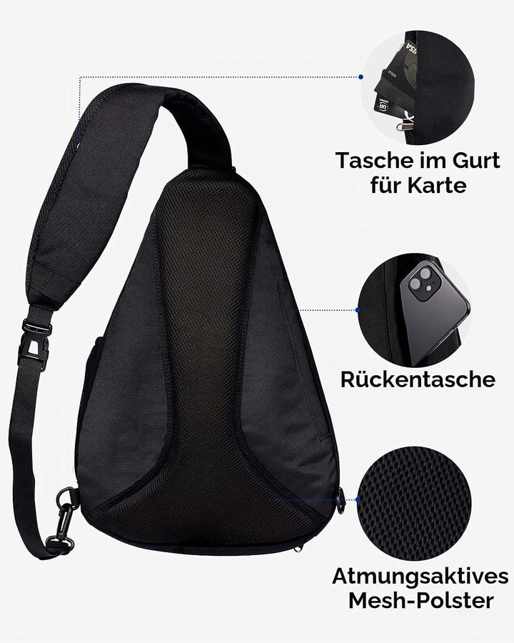 WATERFLY Sling Bag Crossbody Backpack Schulterrucksack mit verstellbarem Schultergurt Perfekt für Ou