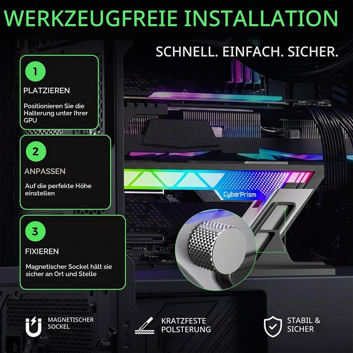 ARGB GPU Halterung, Anti Sag Grafikkartenhalter für RTX 4090 5090, Verstellbare Grafikkarte Stütze A