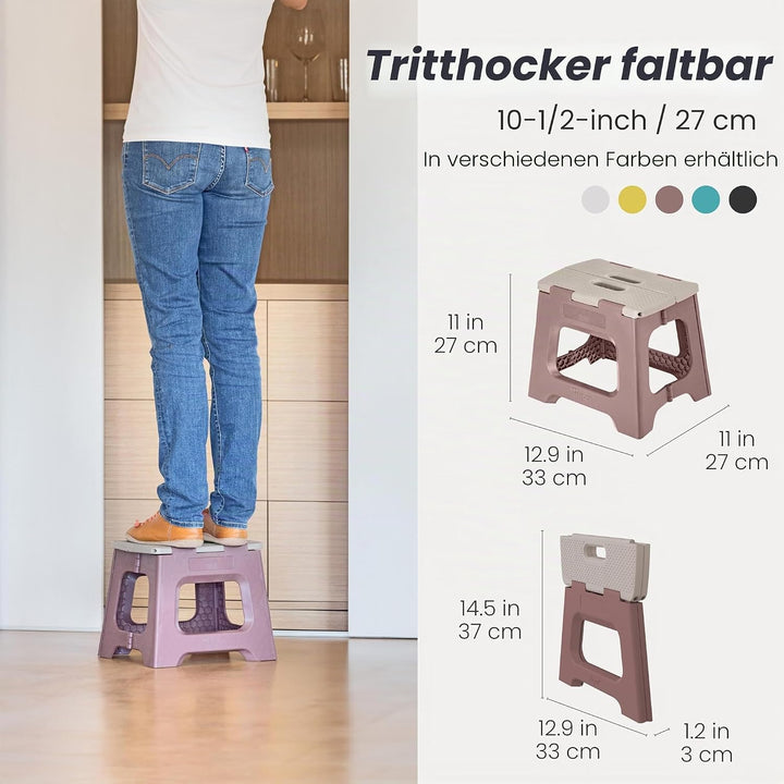 Vigar Klapphocker, Braun, 27 cm Braun und Grau 27 cm, 1-Step, Braun und Grau 27 cm, 1-Step