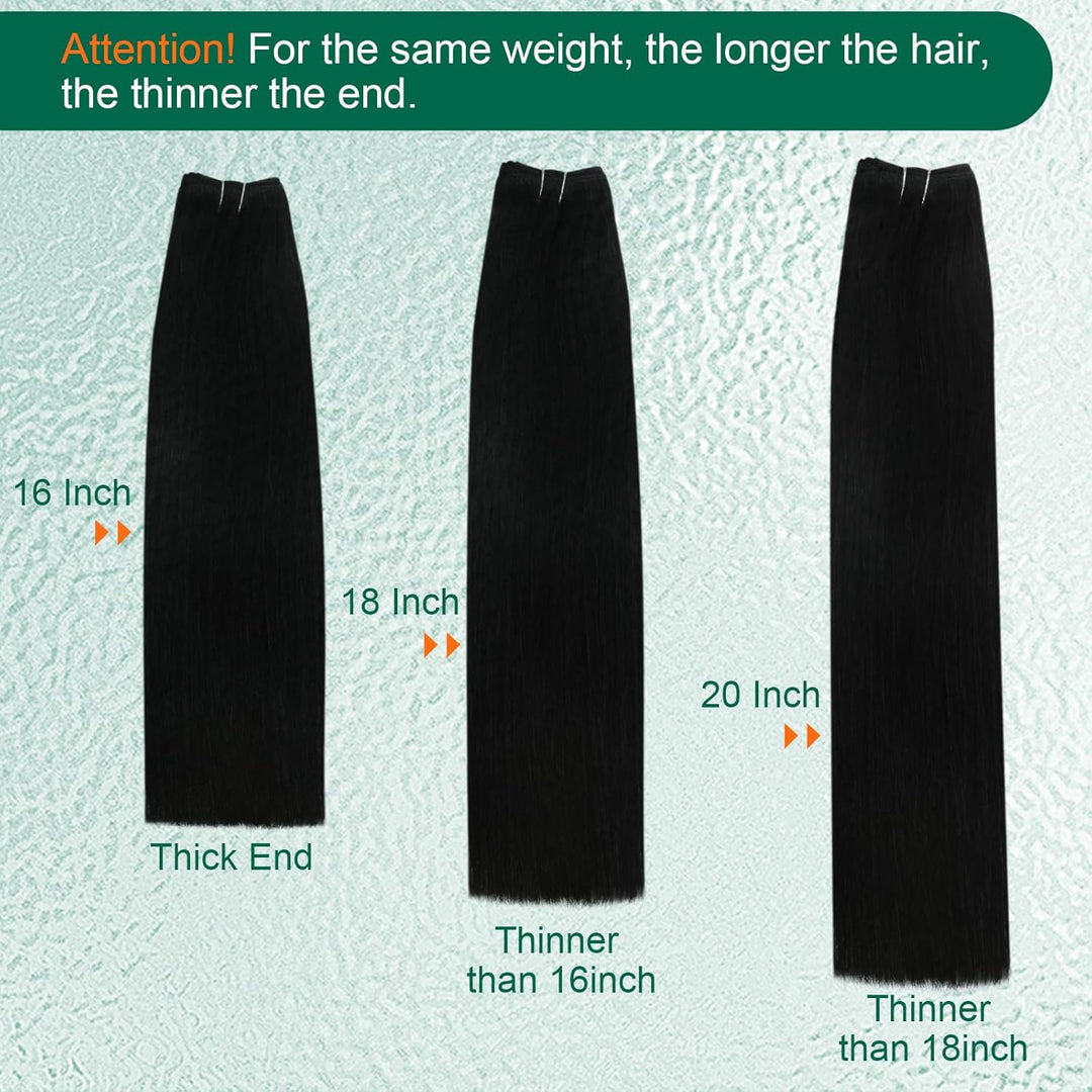 Easyouth Tressen Echthaar Extensions Brazilian Echthaar Tressen 22 Zoll Farbe Pechschwarz 100g Sew i