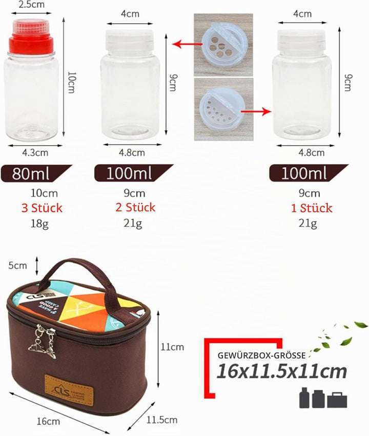 Joyeee Leeres Camping-Gewürz-Set, sicherer Kunststoff – PET, 3 Stück 76,5 ml flüssige Gewürzflaschen