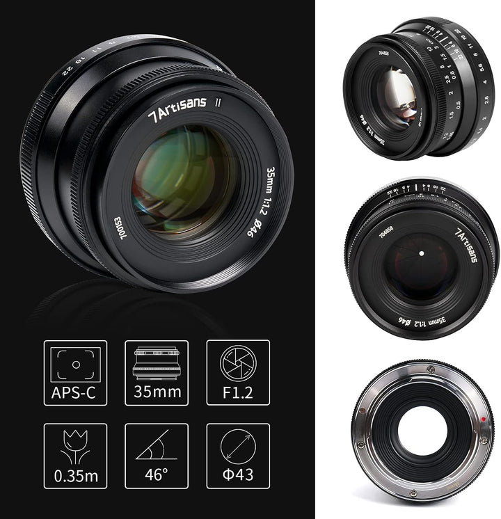 7artisans 35mm F1.2 Mark II APS-C Manual Fixed Objektiv für Fujifilm X-Mount spiegellose Kamera wie