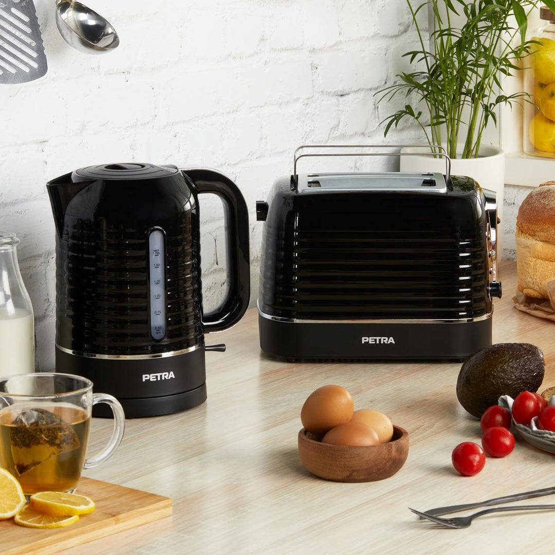 Petra PT5573BLKVDE Toaster – 2 Toastschlitze mit integrierter Brötchen-Warmhalterung für Gebäck, 6 v