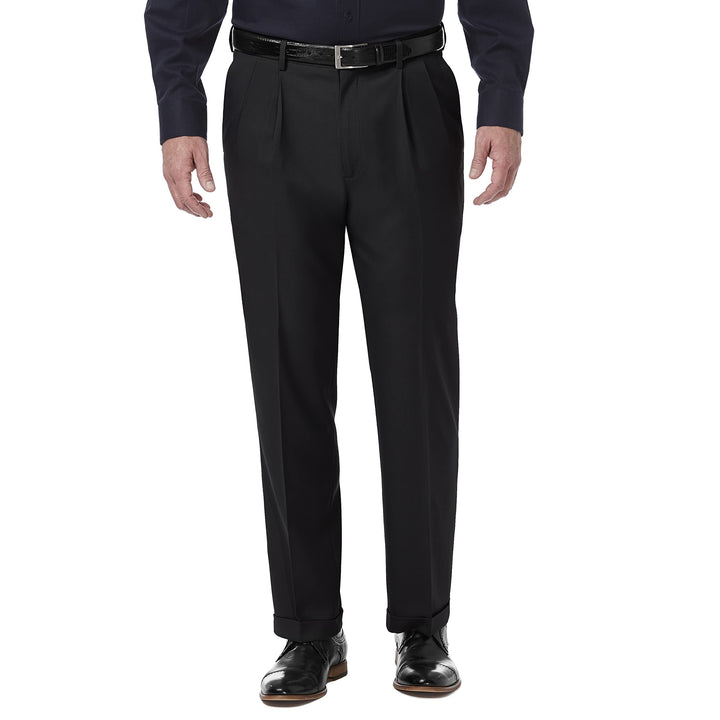 Haggar Herren Premium Comfort Classic Fit Bundfalte Erweiterbare Taillenhose Klassische Hose 32W / 3
