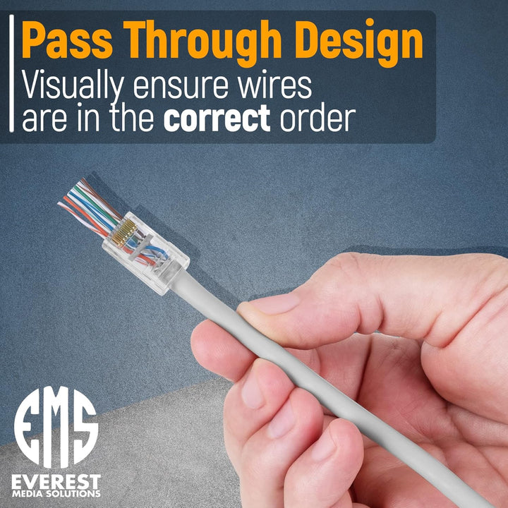 Everest Cat5e RJ45 Pass Through-Stecker, EZ Cat 5e Pass Through RJ45 Stecker, Cat 5e Stecker, Ethern
