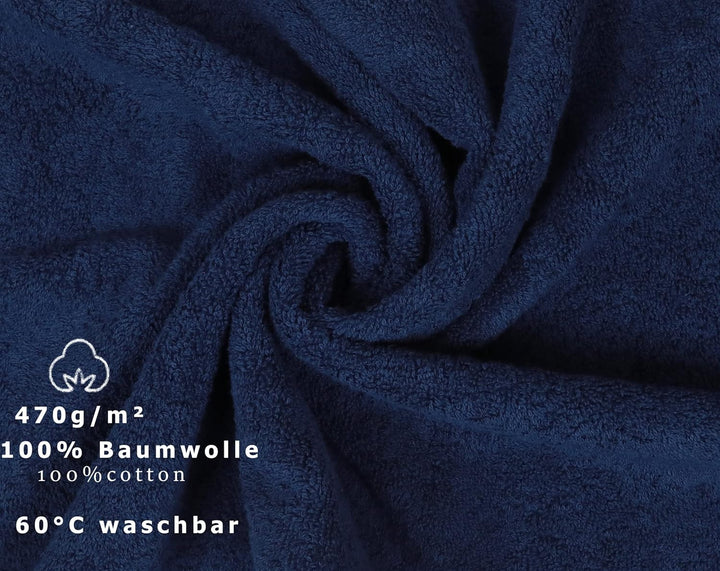 Betz 8 Stück Handtücher Set Grösse 50 x 100 cm Handtuch Premium 100% Baumwolle Farbe dunkelblau, Dun