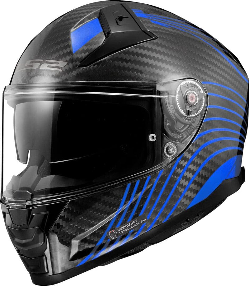 LS2 FF811 Vector II Carbon Flux Helm S carbon gloss blue, S carbon gloss blue