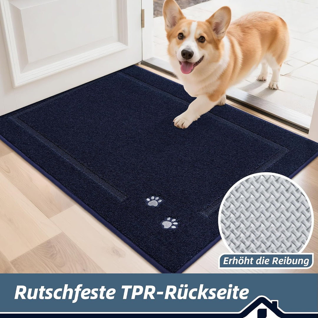 BEQHAUSE Schmutzfangmatte, rutschfest, Schmutzfangend, Marineblau, 90x150cm | Waschbar Eingang Fussm