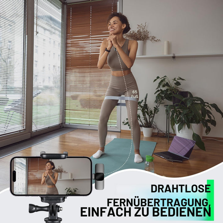 Verbessertes 3-in-1-Kabelloses-Ansteckmikrofon für iPhone/Android/PC – EIN Mini-Mikrofon, geeignet f