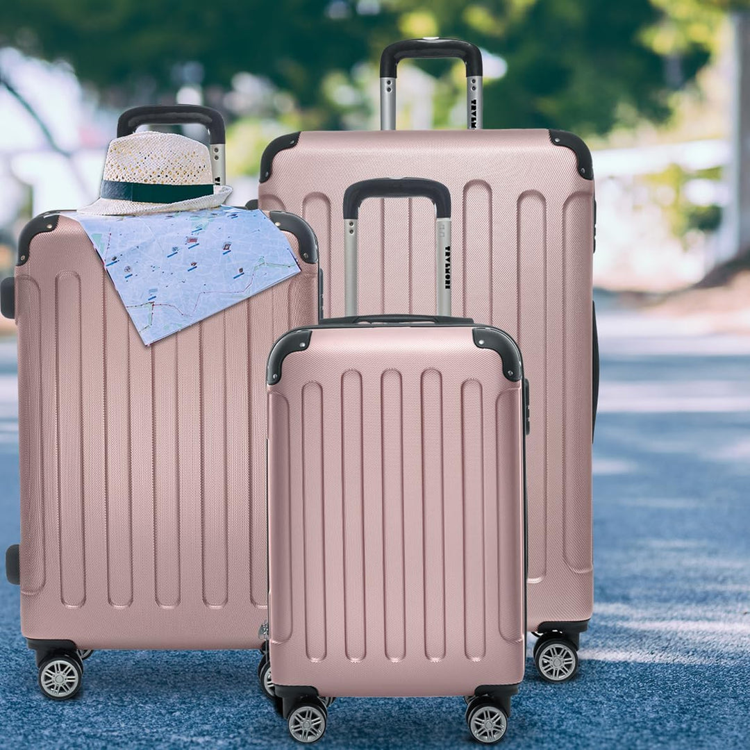 TRVLMORE Kofferset 3 Teilig Hartschale - Koffer & Trolleys Set - Reisekoffer Set 3 Teilig - Koffer S