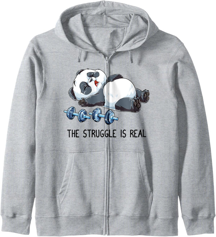 Panda The Struggle Is Real Weightlifting Fitness Gym Funny Kapuzenjacke