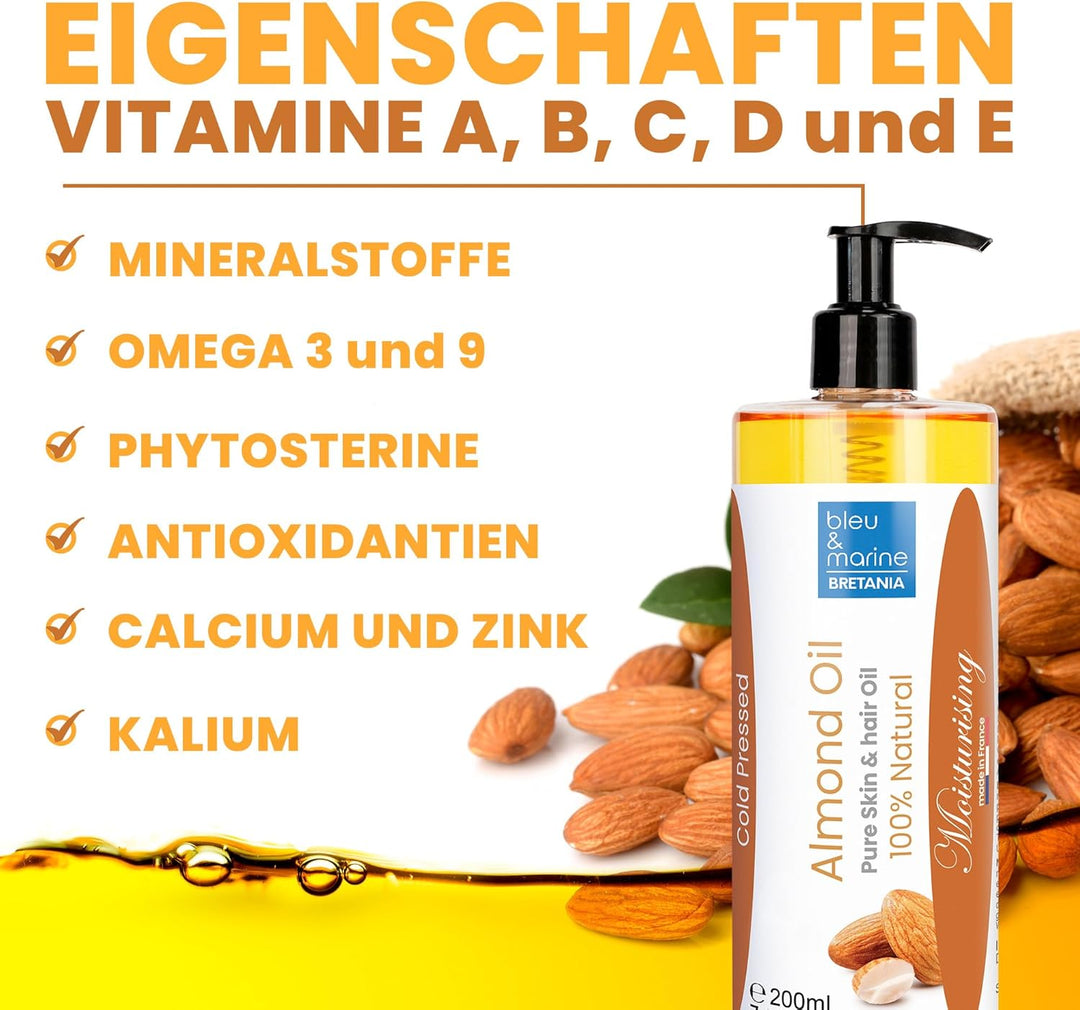 bleu &amp; marine Bretania - 100% Natürliches Mandelöl | Kaltgepresst | Anti-Dehnungsstreifen | Säugling