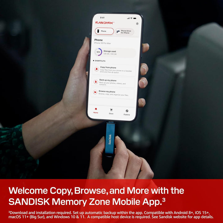 SANDISK Phone Drive, Flash-Laufwerk 2-in-1, iPhone Speicher 64GB (Für iPhone, iPad, PC & Mac, Automa