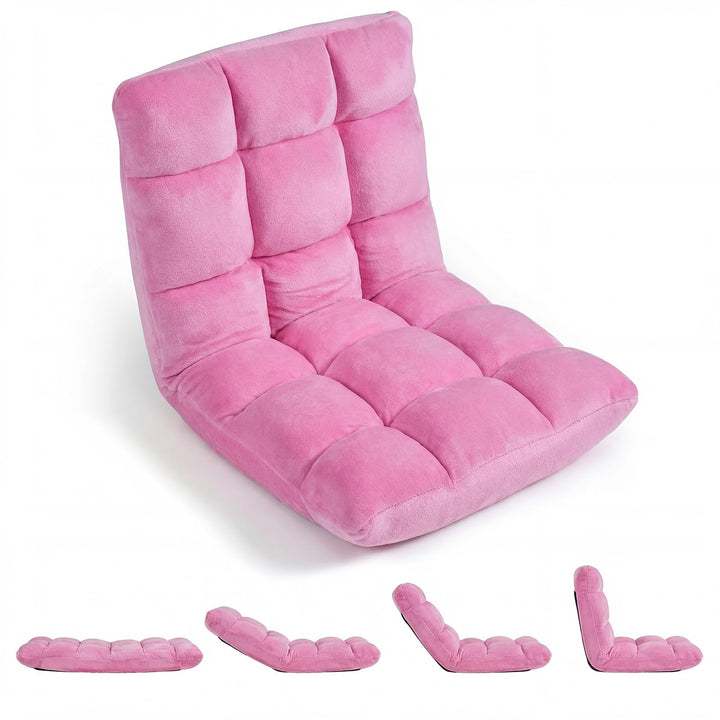 RELAX4LIFE Bodenstuhl klappbar, Bodensessel mit Liegefunktion (Rosa) | Bodensitz mit Verstellbarer R