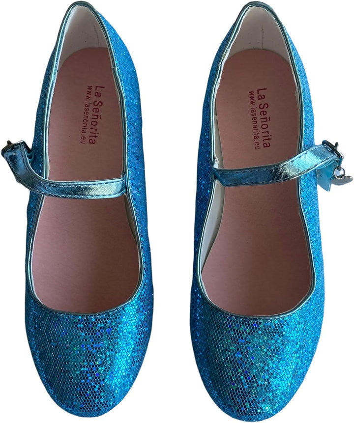 La Seno Rita Princess Glitter ELSA Frozen Spanish Flamenco Shoes Blau 25 EU, Blau 25 EU