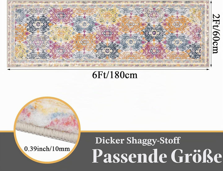Enyhom Klassisch Teppich Läufer Flur 60 x 180 cm, Flauschig Weich Langer Läufer, Waschbar Kurzflor K