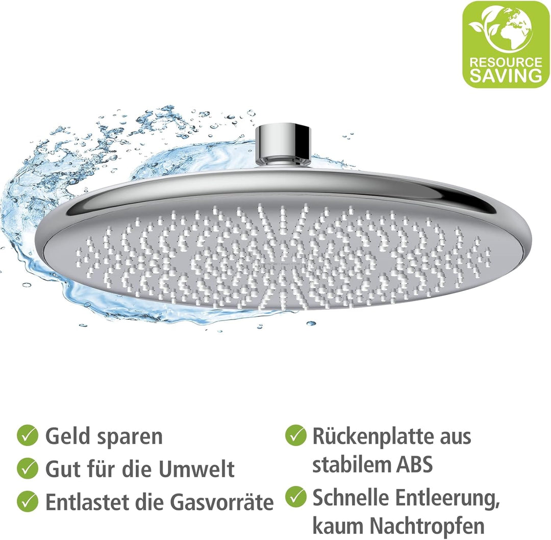 WENKO Wasserspar Regenduschkopf Watersaving, Universal-Kopfbrause mit nachhaltigem Wasserspar-System