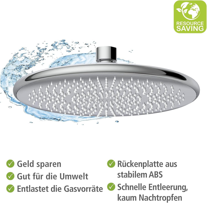 WENKO Wasserspar Regenduschkopf Watersaving, Universal-Kopfbrause mit nachhaltigem Wasserspar-System