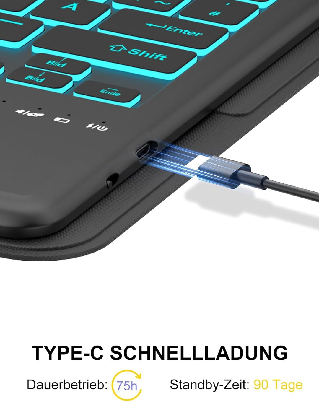 Für Idea Tab Pro 12.7" Hülle mit Touchpad &amp; Beleuchtung QWERTZ | Für Lenovo Idea Tab Pro Tastatur -