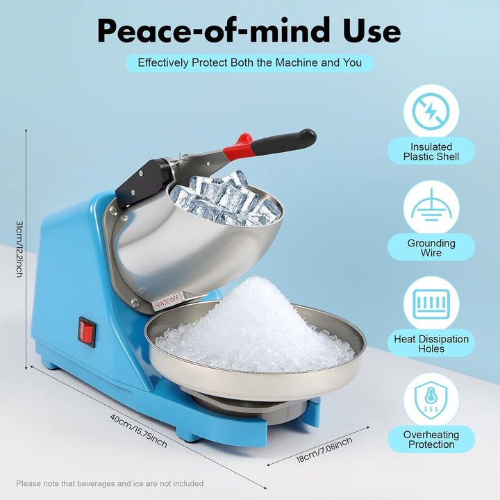 Elektrischer Ice Crusher,Eiszerkleiner Edelstahl,Crusheisbereiter Mit Ersatz-Plastikring,Eiszerklein
