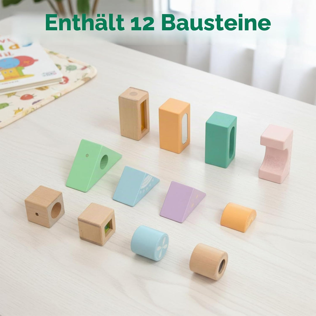 12 Stück Regenbogen Sound Komponenten Kinder Baby Stimme Block Spielzeug Set Bunte Bausteine Klangba