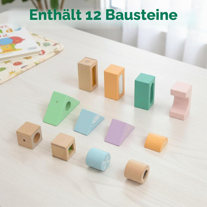 12 Stück Regenbogen Sound Komponenten Kinder Baby Stimme Block Spielzeug Set Bunte Bausteine Klangba