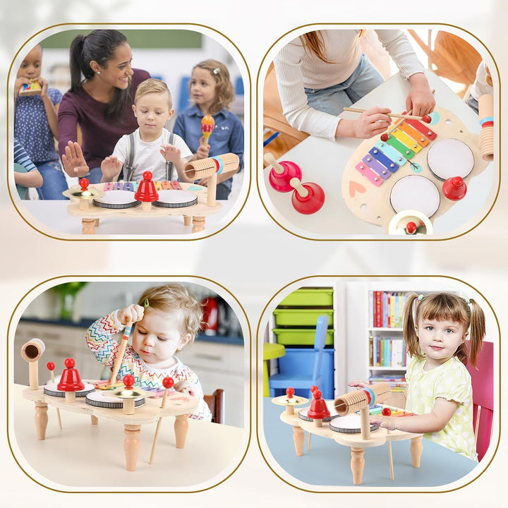 YGJT Schlagzeug Kinder, Trommel Kinder 10-in-1 Musikinstrumente Kinder ab 1 2 3 Jahre mit Xylophon,