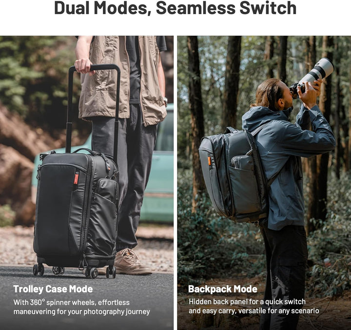 PGYTECH 2 in 1 Kamera Rucksack mit Rollen, DSLR/SLR/Spiegellose/Stativ Fotorucksack für Reisen Fotog