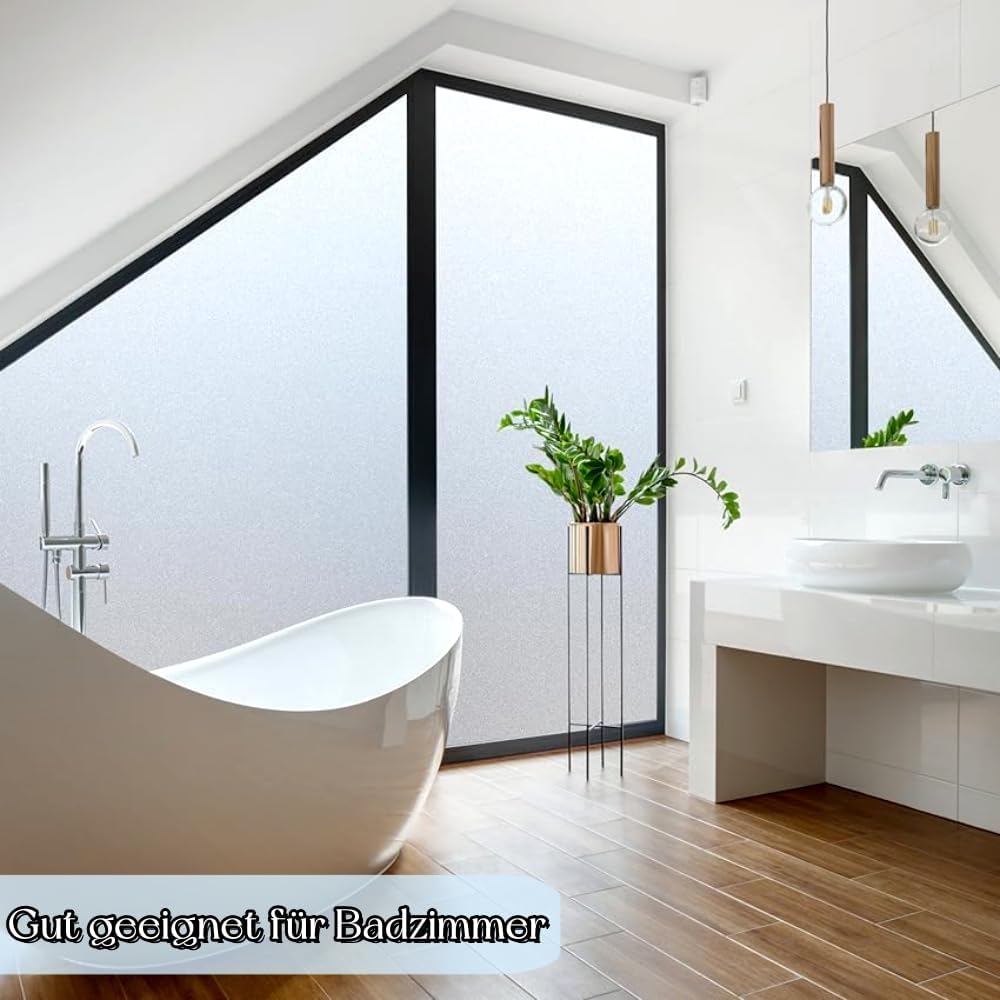 Fensterfolie Selbsthaftend Blickdicht 75x200 cm, Milchglasfolie Selbstklebend Fenster, Statische Sic