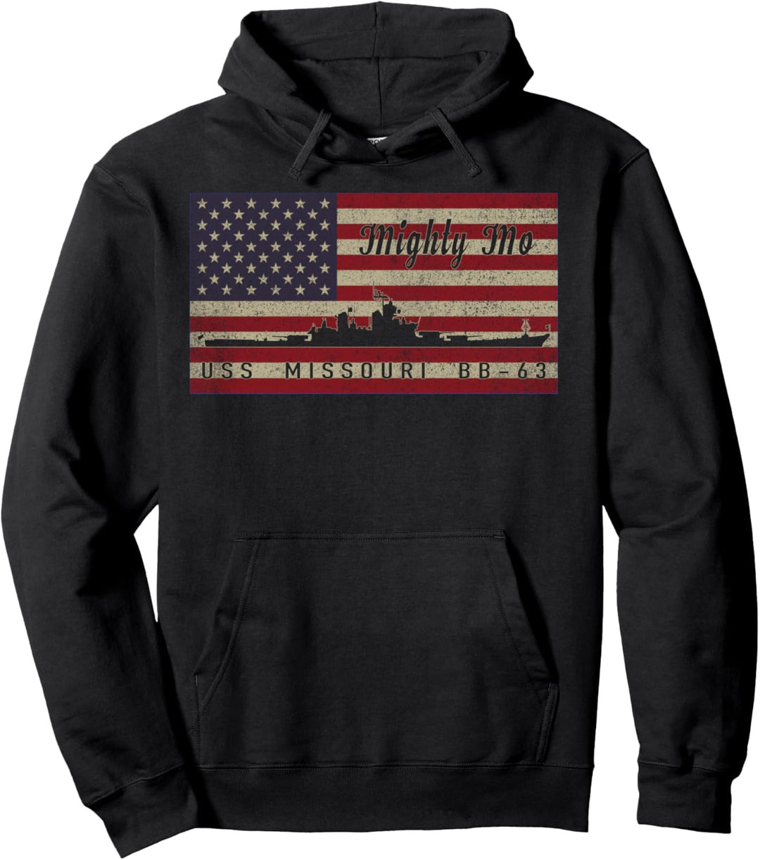 USS Missouri BB-63 Schlachtschiff Amerikanische Flagge Pullover Hoodie