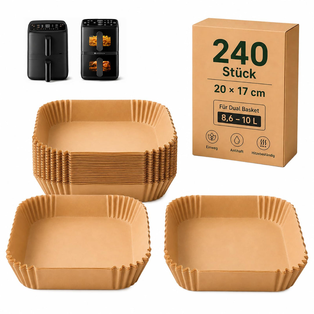 240 Stück Airfryer Backpapier kompatibel mit Philips Airfryer 4000 Series NA460/NA462 10 L – Heisslu