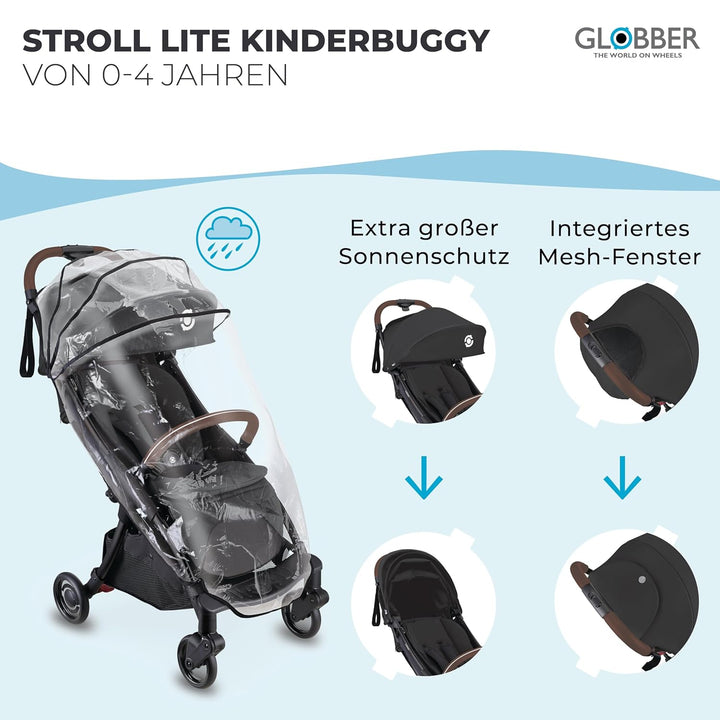 GLOBBER STROLL LITE Kinderwagen – Baby Stroller bis 22 kg - Buggy klein zusammenklappbar - Reisebugg