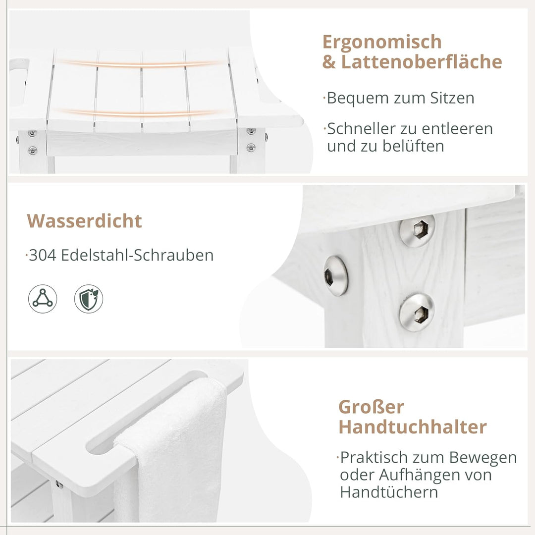 LUE BONA HDPS Duschbänke, Duschhocker zum Rasieren der Beine mit Ablage, wasserdichter Badstuhlsitz