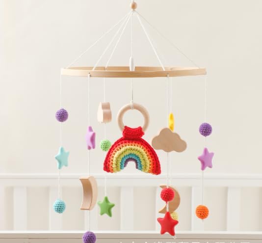 Babybett Mobile Baby Windspiel, Holz Mobile Baby Kinderzimmer Hängende Bettglocke, Geschenk für Baby